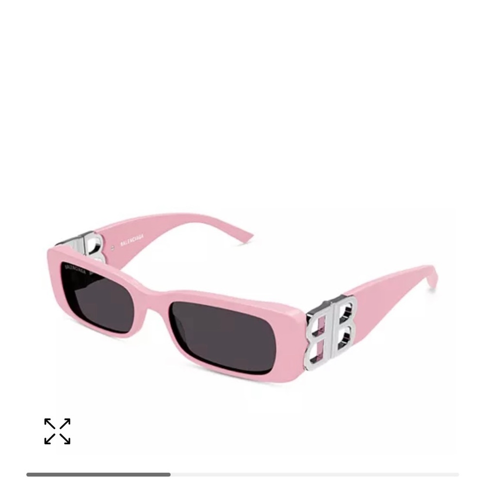 Authentic Balenciaga Dynasty Rectangle Sunglasses- Pink/Grey Solid